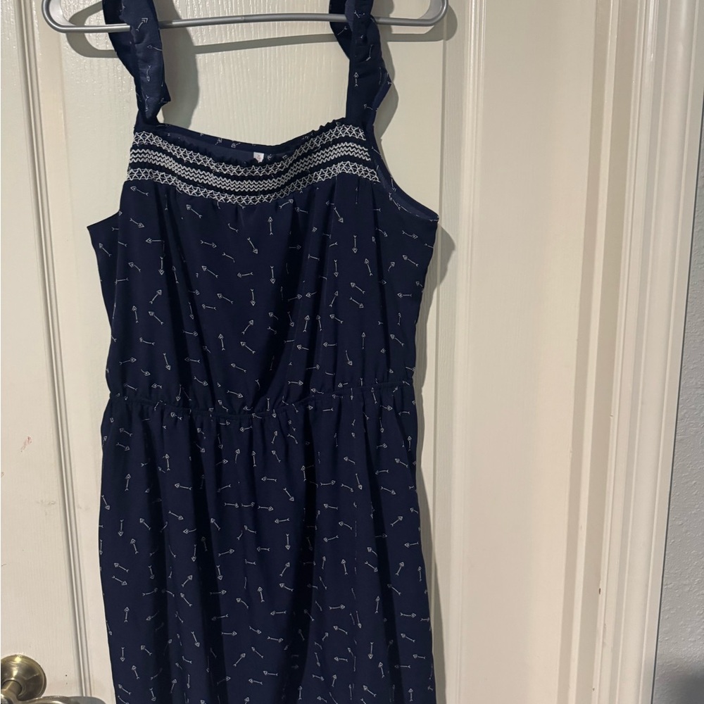 Xhilaration Navy Dress with White Pattern